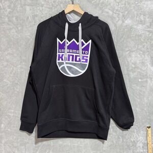 Sacramento Kings Hoodie‎ Men's Large Antigua Black Embroidered NBA Drawstrings